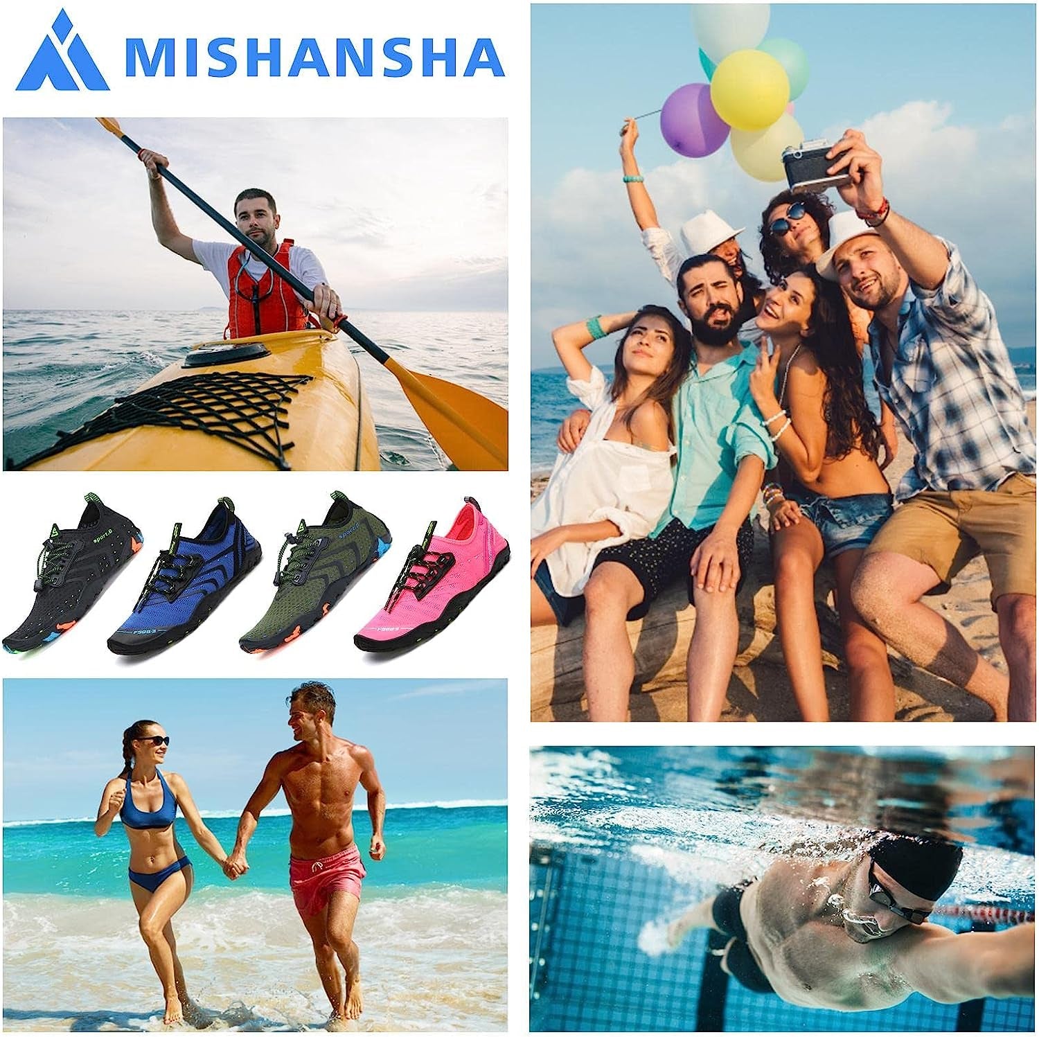 Womens Mens Water Shoes Barefoot Aqua Shoes Quick Dry Beach Swim Shoe for Diving Kayaking Surfing Water Sports